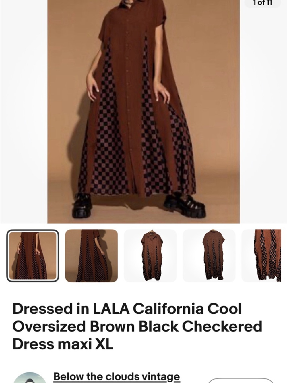 ISO!!! Not for Sale. Dressed in LALA Brown and Black Checkered Maxi Dress XL